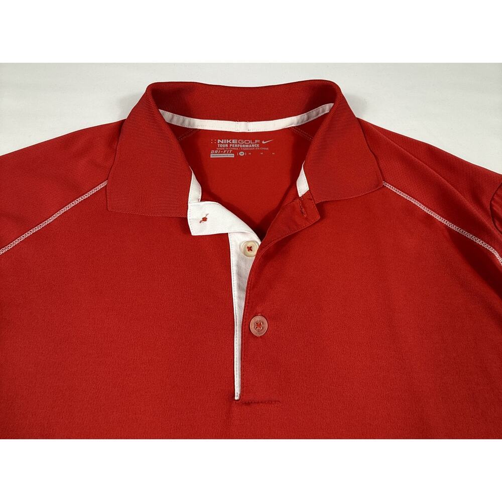 Nike Golf Polo Shirt Tour Performance Dri-Fit Red White Stretch Men's Sz M - Picture 5 of 11